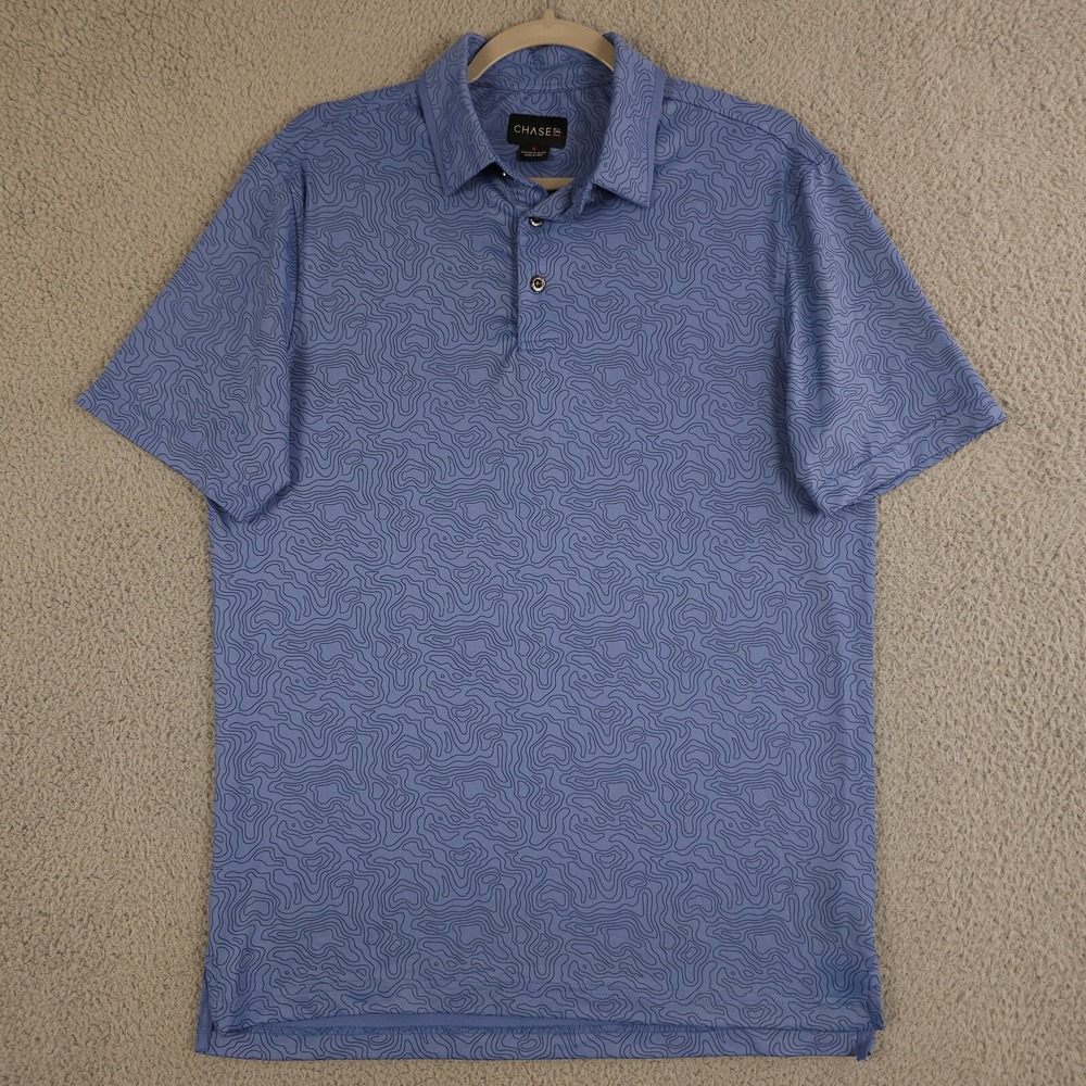 Chase 54 Polo Shirt Mens S Blue Swirl AOP Performance Short Sleeve Golf Casual - Picture 3 of 12